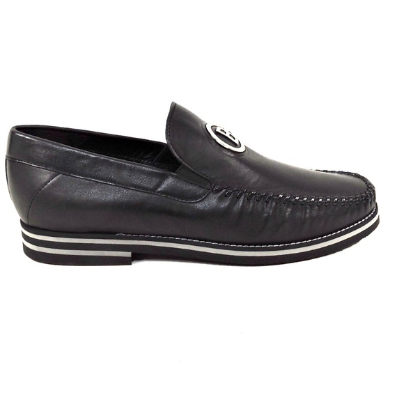 BALDININI 🇮🇹 MEN'S BLACK SOFT LEATHER COMFORT SUMMER LOAFERS - Picture 4 of 8